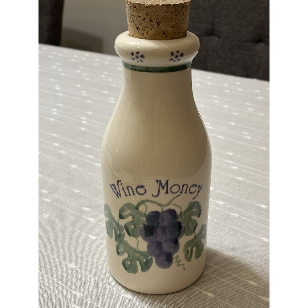 Vintage Crock Shop Santa Ana, CA. Wine Money Coin Bank Grapes With Cork